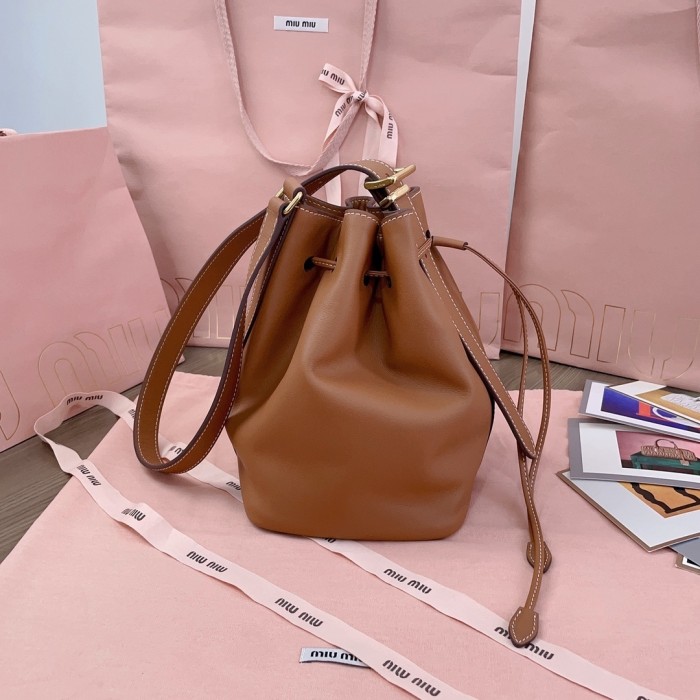 Leather Bucket Bag“”22.5*16*14CM”-058=