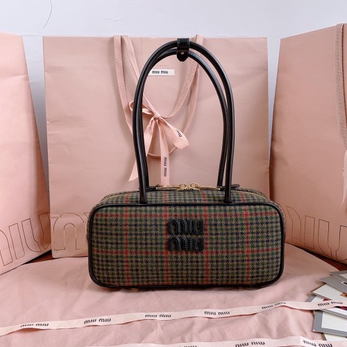 Beau Tartan Top-Handle Bag“28*12*9CM”-058=