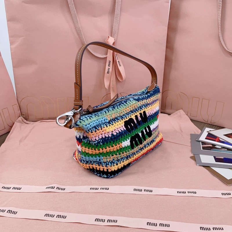 Colour-Block Crochet Mini Bag“25.5*19*14CM”-028=