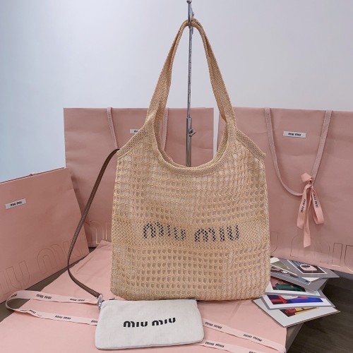 lVY Raffia-Effect And Linen Bag“40*35CM”-076=