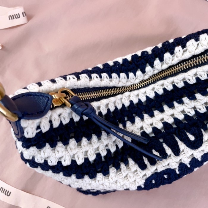 Colour-Block Crochet Mini Bag“25.5*19*14CM”-028=