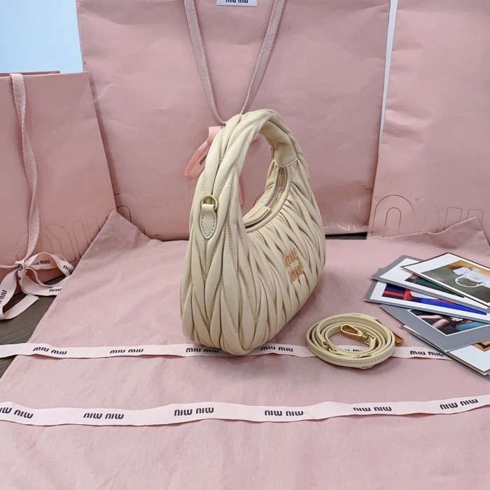 Wander Matelassé Nappa Leather Hobo Mini-Bag“23*13*7CM”-059=