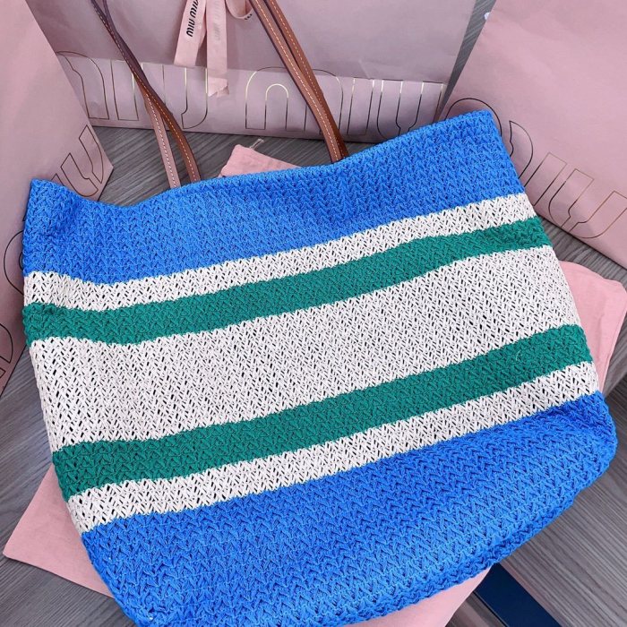 Raffia-Effect Woven Tote Bag“21*14*12CM”-088=