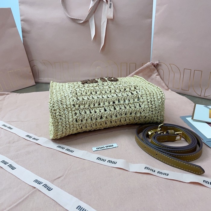 IVY Raffia-Effect Crochet Fabric Tote Bag“22.5*22*7.5CM”-008=