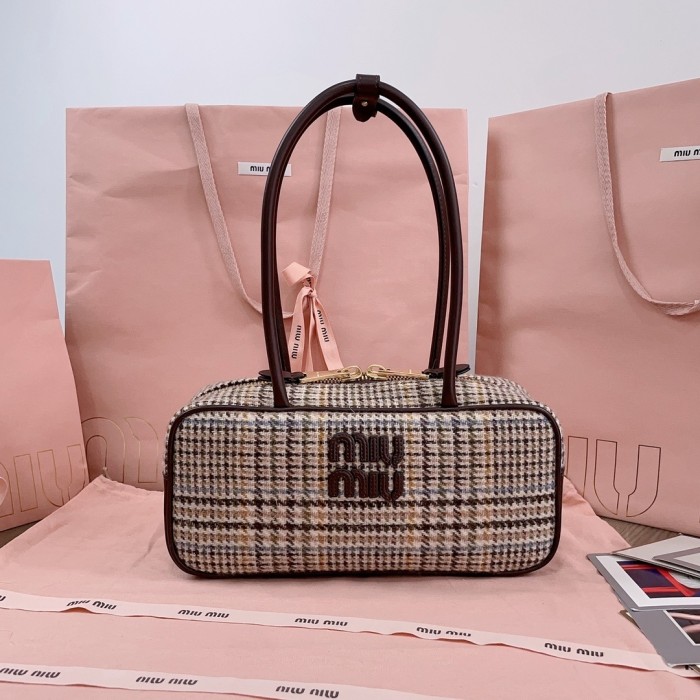 Beau Tartan Top-Handle Bag“28*12*9CM”-058=