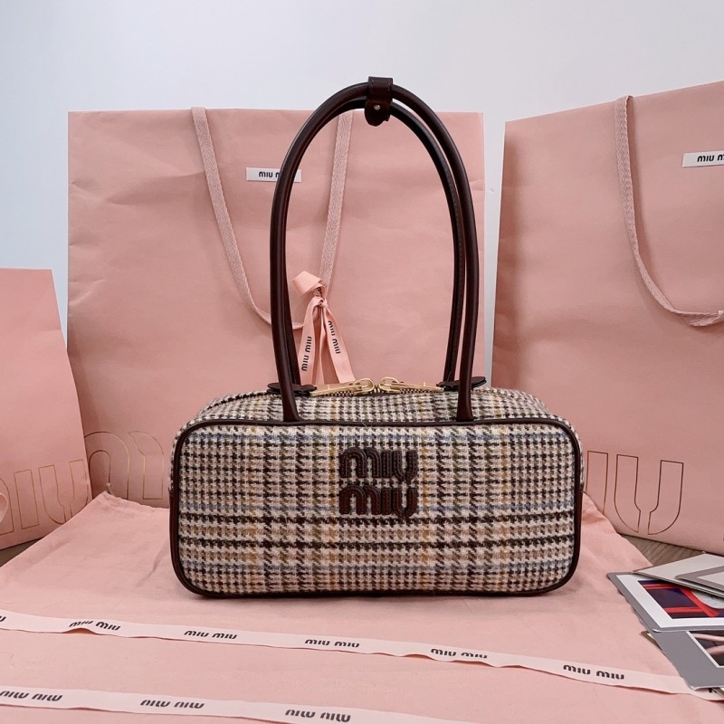 Beau Tartan Top-Handle Bag“28*12*9CM”-058=