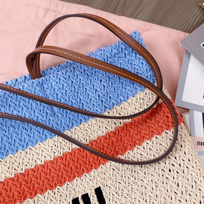 Raffia-Effect Woven Tote Bag“21*14*12CM”-088=