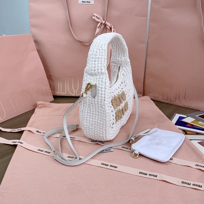 Woven Fabric Handbag With Leather Trim“24*18*9CM”-058=