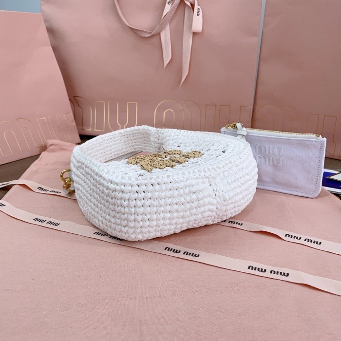Woven Fabric Handbag With Leather Trim“24*18*9CM”-058=