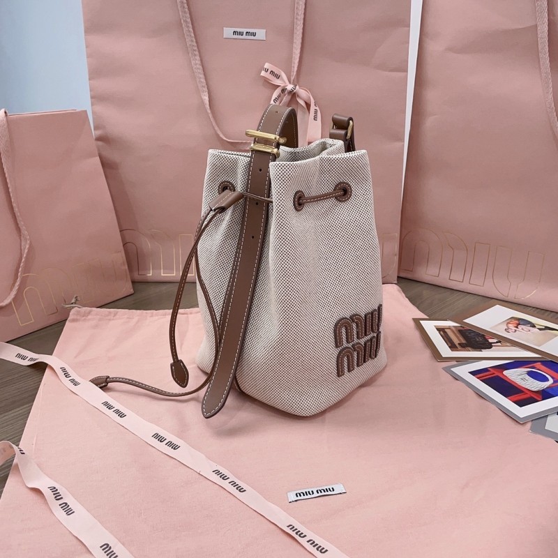 Canvas And Leather Bucket Bag“22.5*16*14CM”-037=
