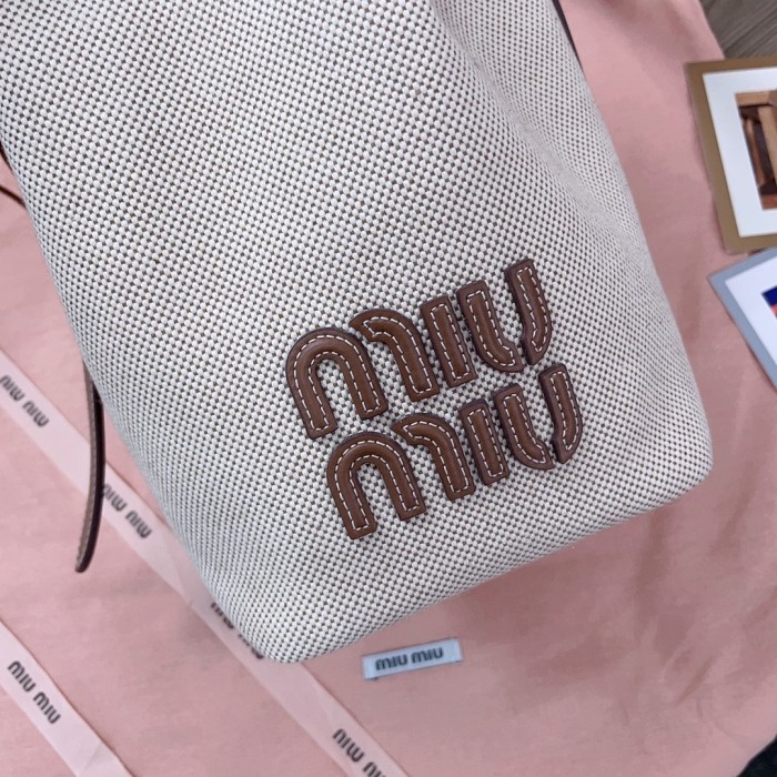 Canvas And Leather Bucket Bag“22.5*16*14CM”-037=