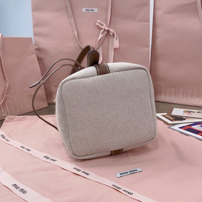 Canvas And Leather Bucket Bag“22.5*16*14CM”-037=