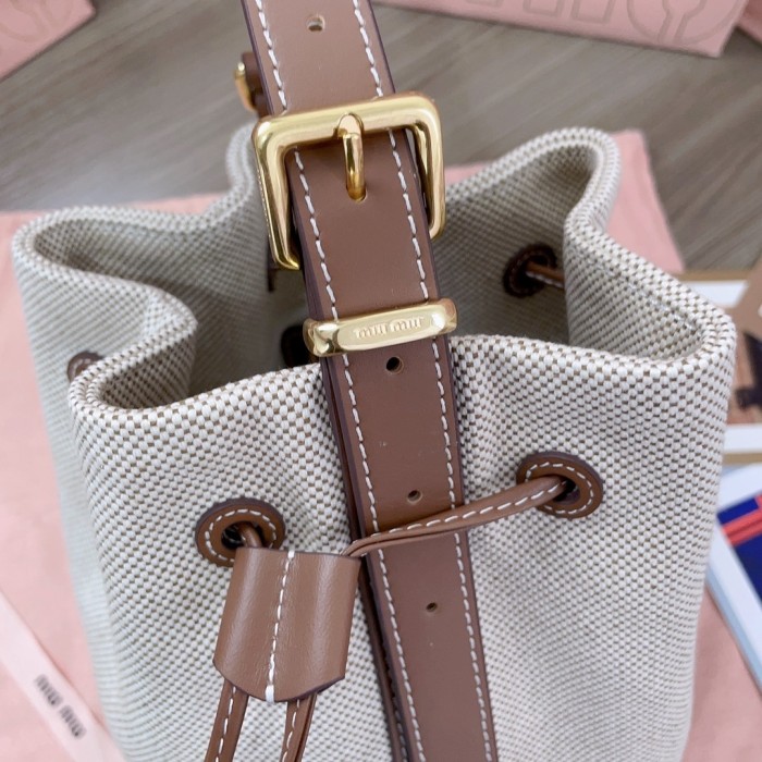 Canvas And Leather Bucket Bag“22.5*16*14CM”-037=