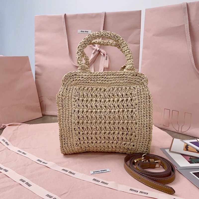IVY Raffia-Effect Crochet Fabric Tote Bag“22.5*22*7.5CM”-008=