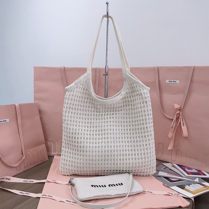 lVY Raffia-Effect And Linen Bag“40*35CM”-076=