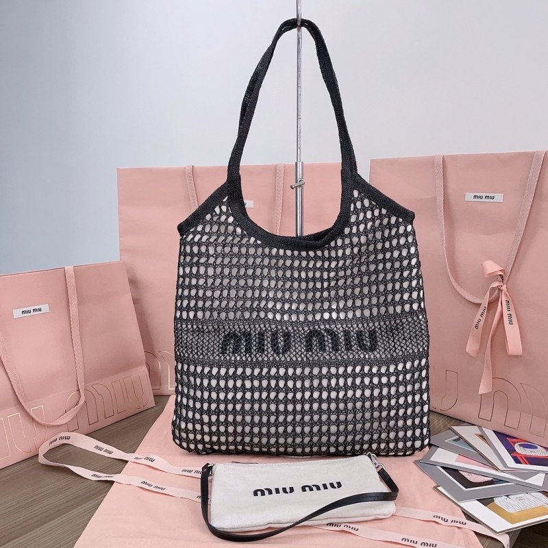 lVY Raffia-Effect And Linen Bag“40*35CM”-076=