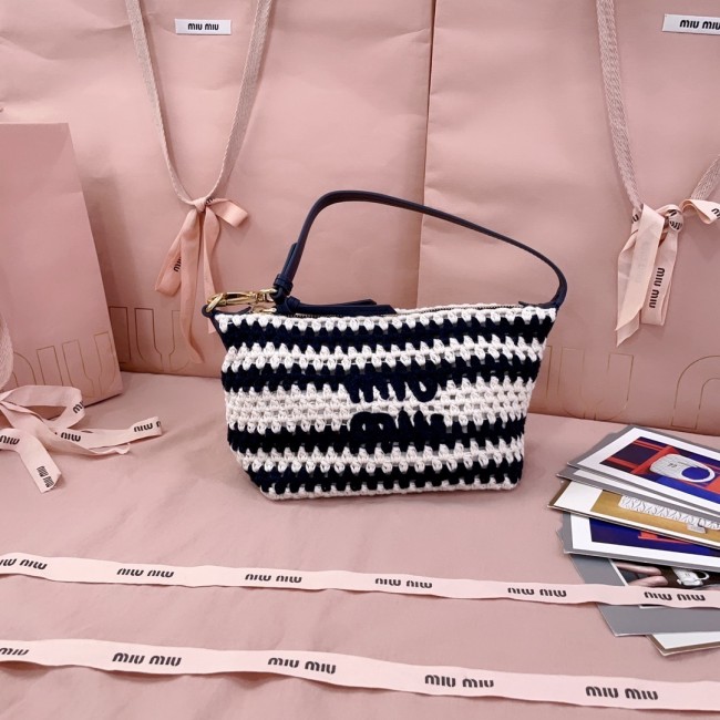 Colour-Block Crochet Mini Bag“25.5*19*14CM”-028=