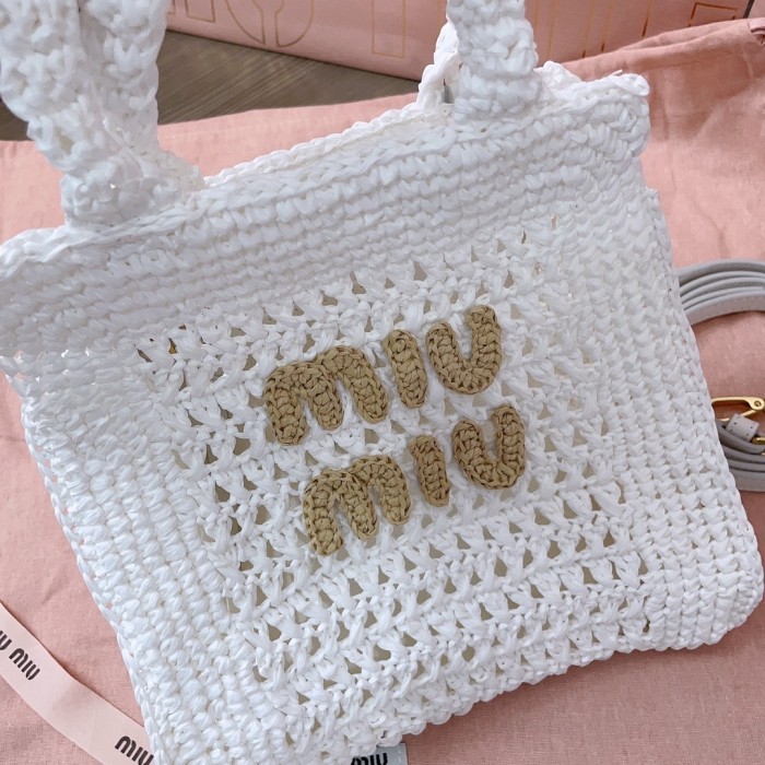 IVY Raffia-Effect Crochet Fabric Tote Bag“22.5*22*7.5CM”-008=