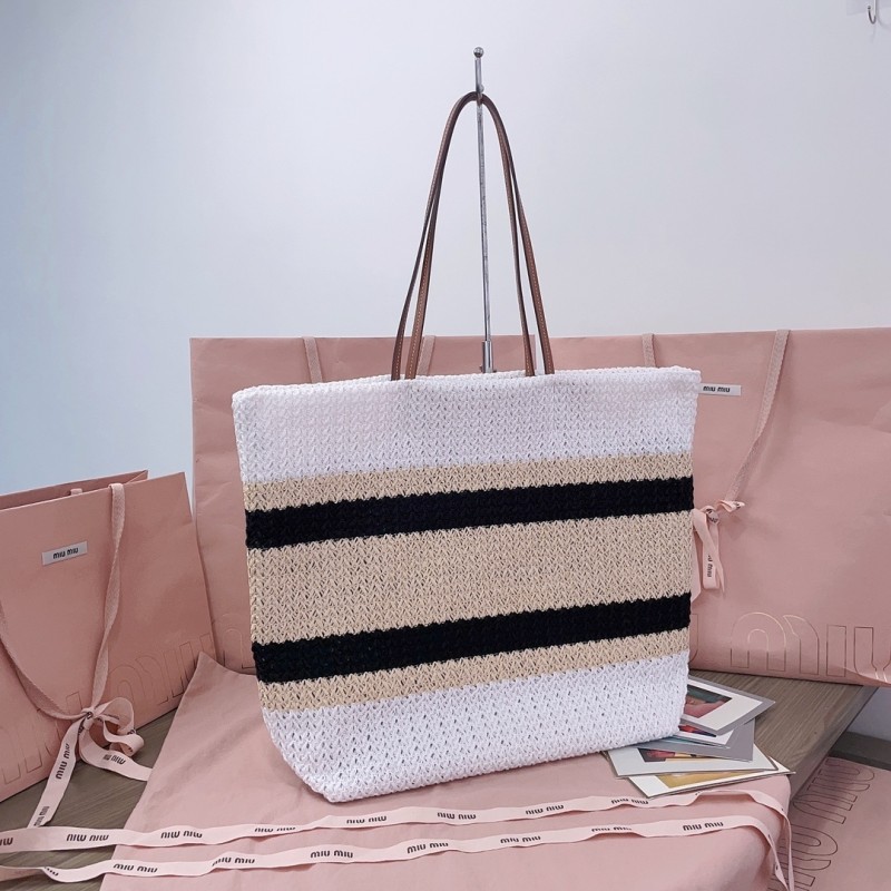 Raffia-Effect Woven Tote Bag“40*34*16CM”-086=