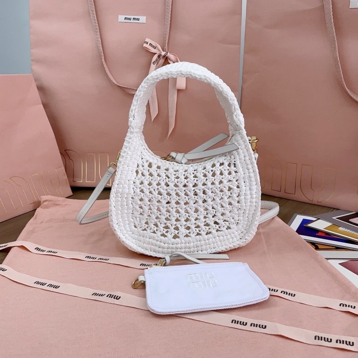 Woven Fabric Handbag With Leather Trim“24*18*9CM”-058=