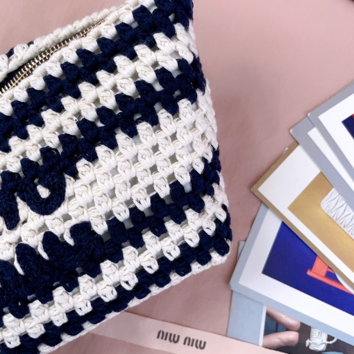 Colour-Block Crochet Mini Bag“25.5*19*14CM”-028=