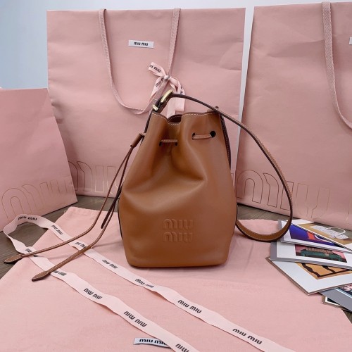 Leather Bucket Bag“”22.5*16*14CM”-058=