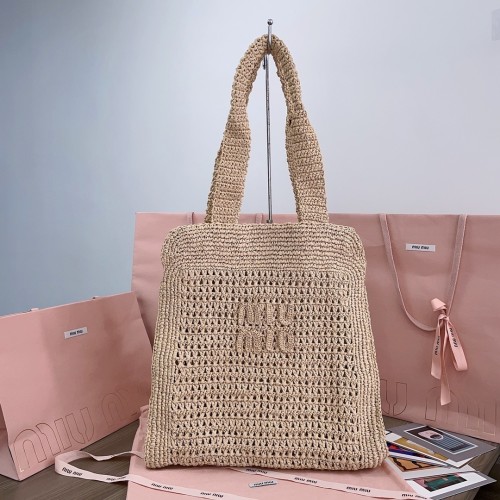 IVY Raffia-Effect Woven Tote Bag“40*38.5*10CM”-069=