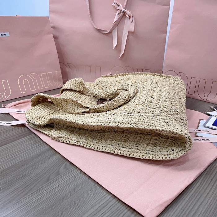 IVY Raffia-Effect Woven Tote Bag“40*38.5*10CM”-069=