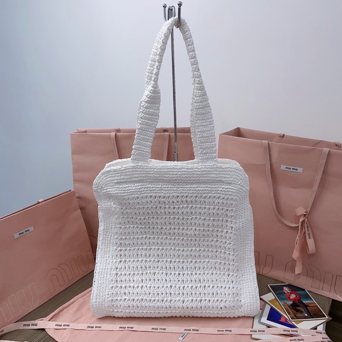 IVY Raffia-Effect Woven Tote Bag“40*38.5*10CM”-069=