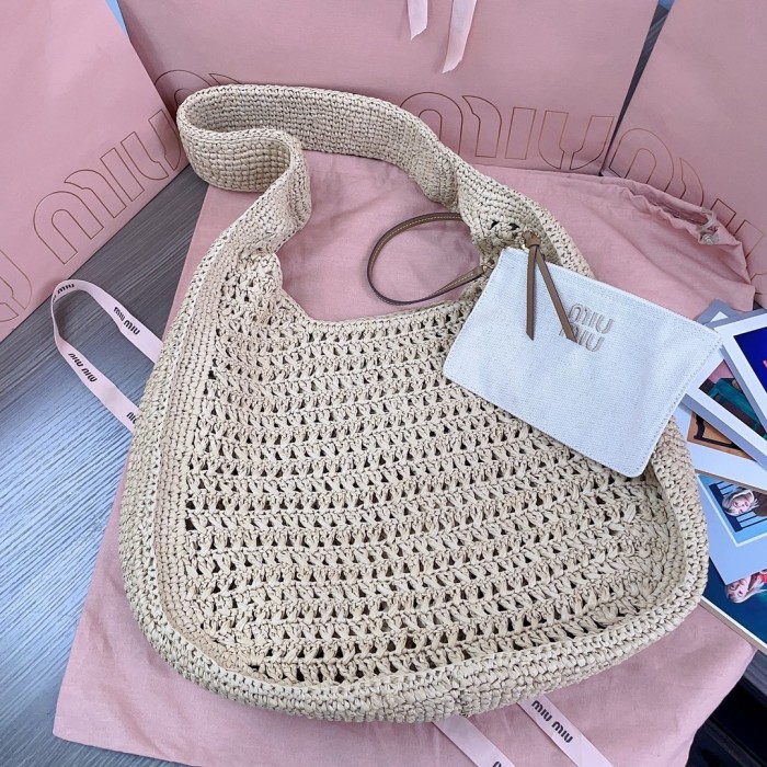 IVY Raffia-Effect Woven Tote Bag“40*38.5*10CM”-069=