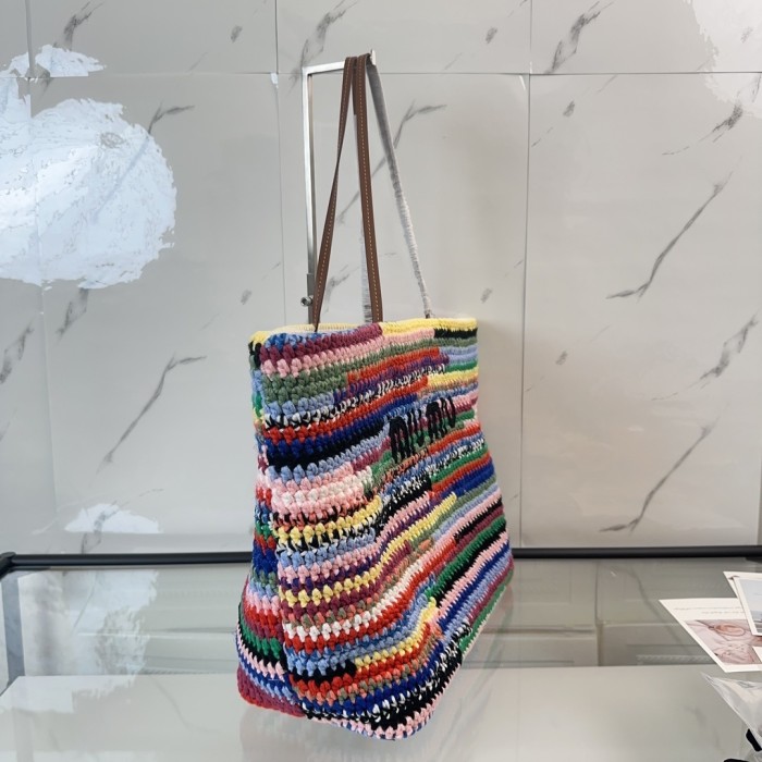 Raffia-Effect Woven Tote Bag“40*34*16CM”-0801=