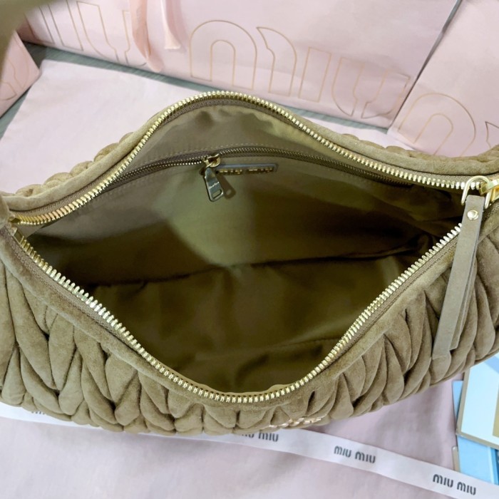 Wander Matelassé Suede Hobo Bag“35*27*8.5CM”-0511=