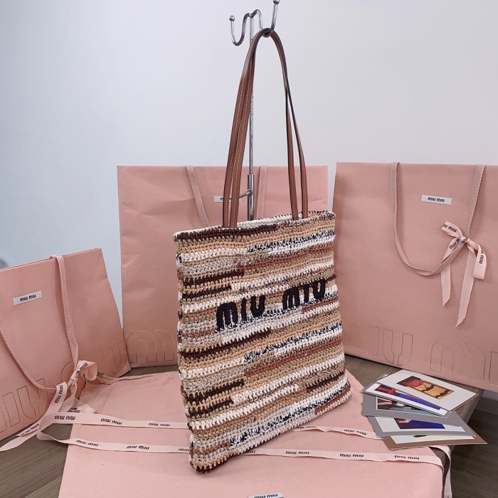 Raffia-Effect Woven Tote Bag“38*30CM”-0511=