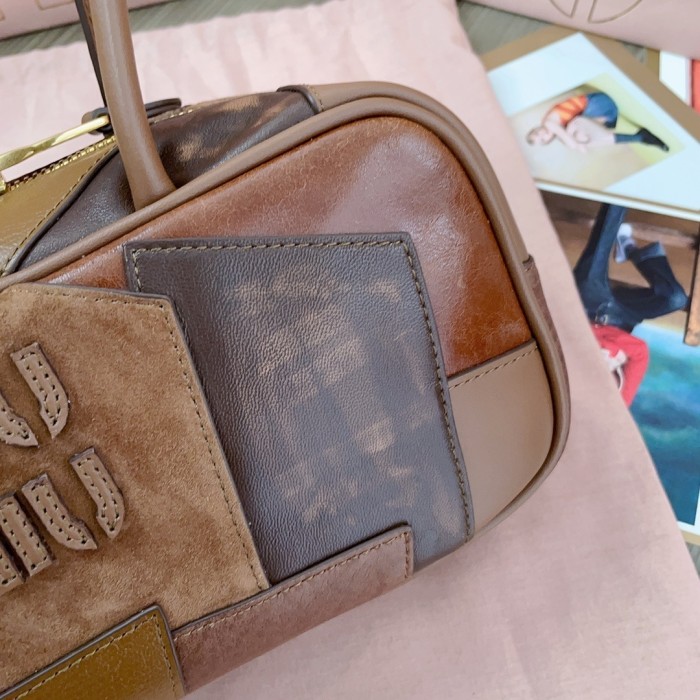 Beau Patchwork Top-Handle Bag“28*12*9CM”-0511=