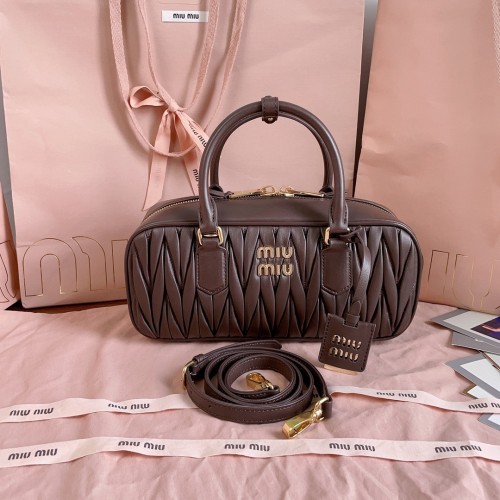 Cognac Arcadie Matelassé Nappa Leather Bag“27*12*9CM”-0801=