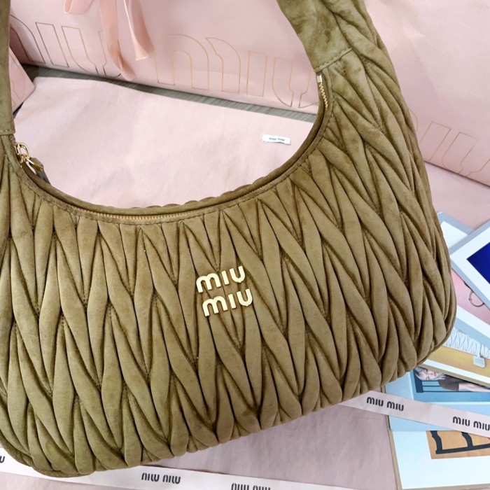 Wander Matelassé Suede Hobo Bag“35*27*8.5CM”-0511=