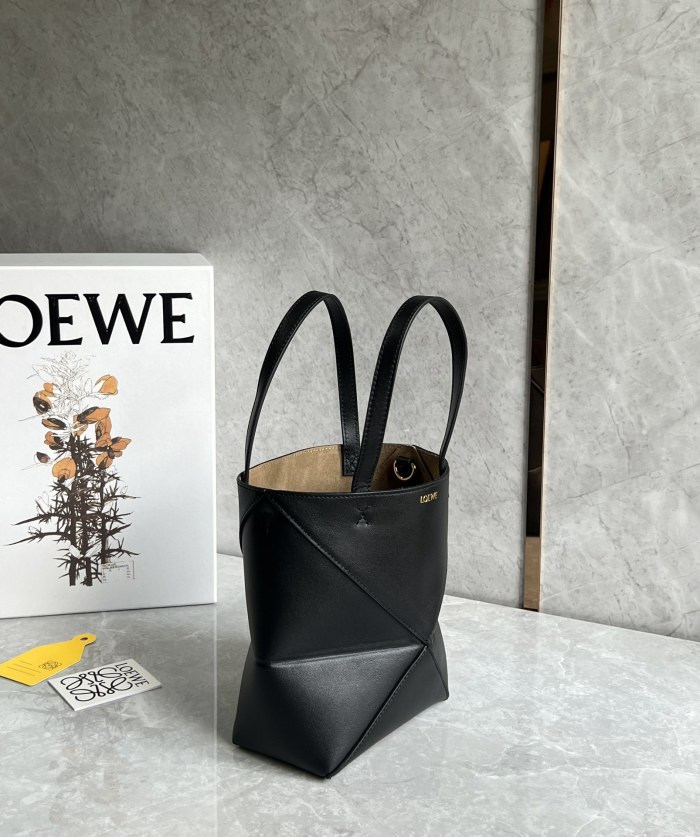 Puzzle Fold Tote In Shiny Calfskin“20*16.5*9.5CM”-057=