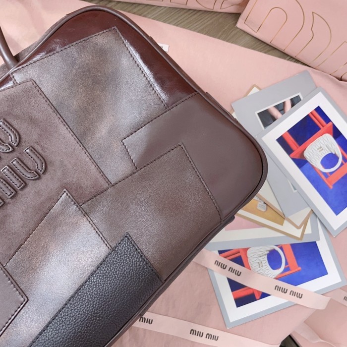 Leather Patchwork Beau Bag“34*23*12CM”-0531=
