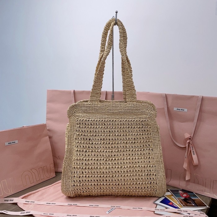 IVY Raffia-Effect Woven Tote Bag“40*38.5*10CM”-069=