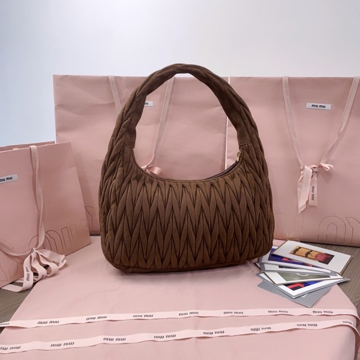 Wander Matelassé Suede Hobo Bag“35*27*8.5CM”-0511=