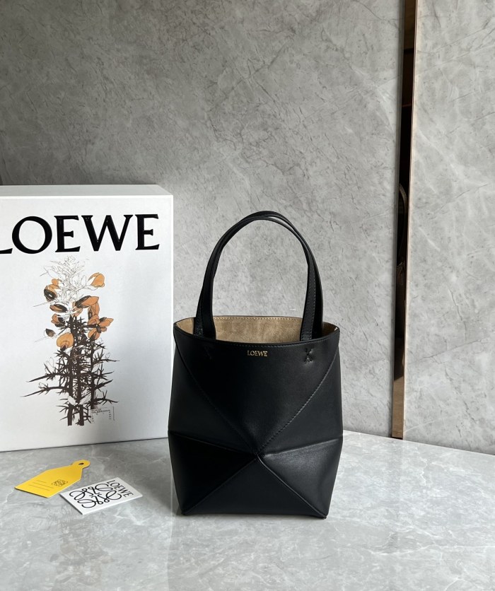 Puzzle Fold Tote In Shiny Calfskin“20*16.5*9.5CM”-057=