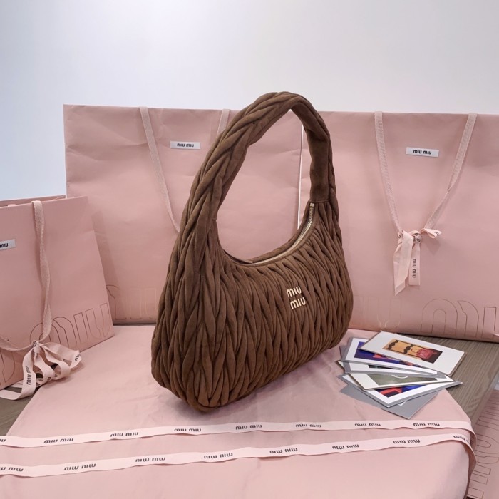 Wander Matelassé Suede Hobo Bag“35*27*8.5CM”-0511=