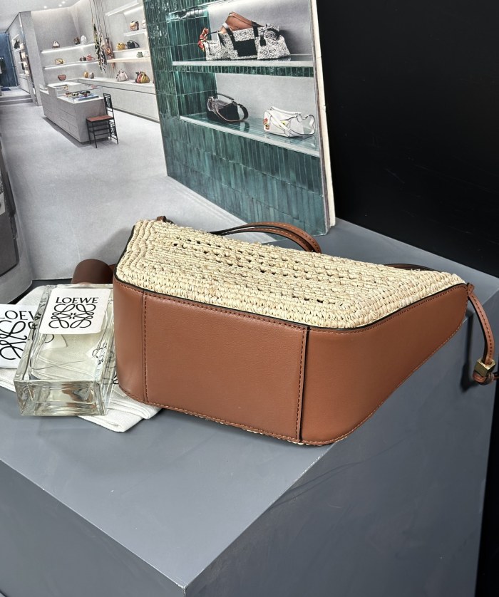 Mini Hammock Hobo in raffia and calfskin“28*17*9.5CM”-036=