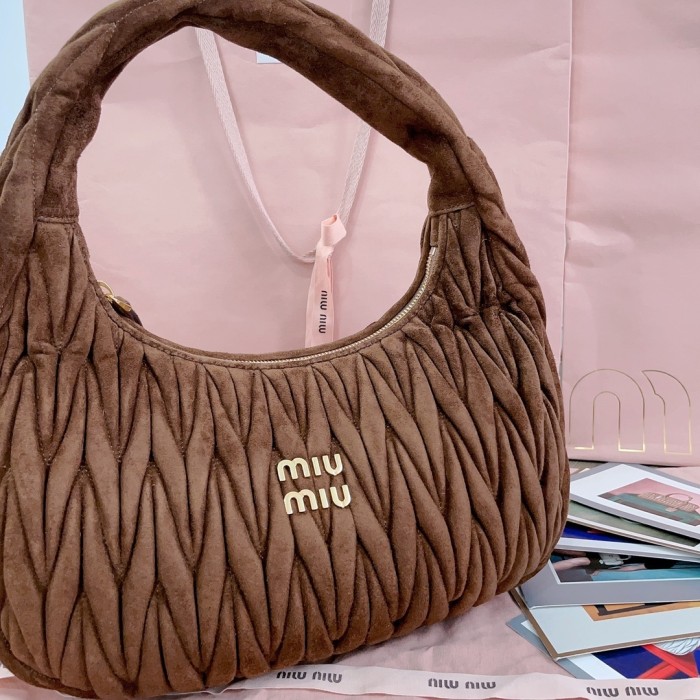 Wander Matelassé Suede Hobo Bag“29*24*10CM”-0801=