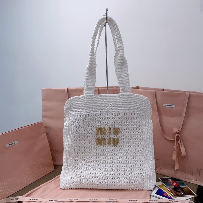 IVY Raffia-Effect Woven Tote Bag“40*38.5*10CM”-069=
