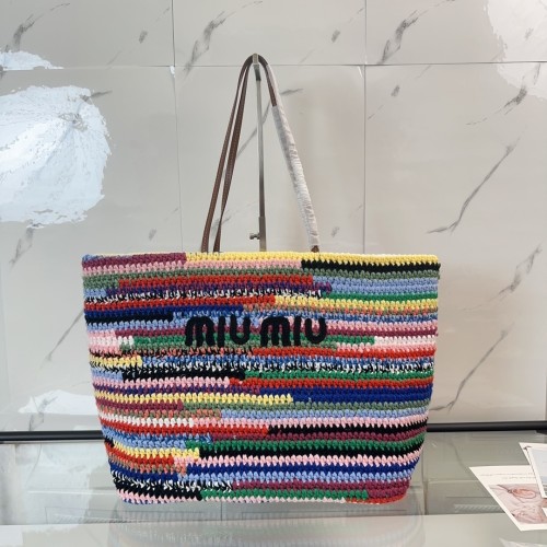 Raffia-Effect Woven Tote Bag“40*34*16CM”-0801=