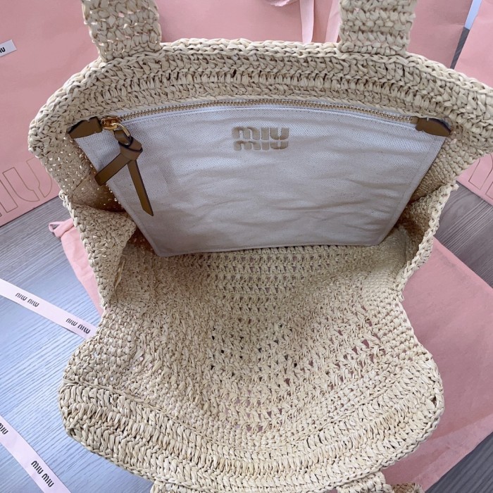 IVY Raffia-Effect Woven Tote Bag“40*38.5*10CM”-069=