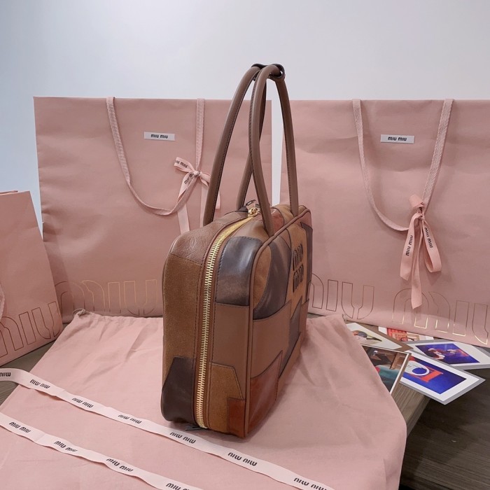 Beau Patchwork Top-Handle Bag“34*23*12CM”-0531=