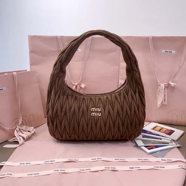 Wander Matelassé Suede Hobo Bag“35*27*8.5CM”-0511=