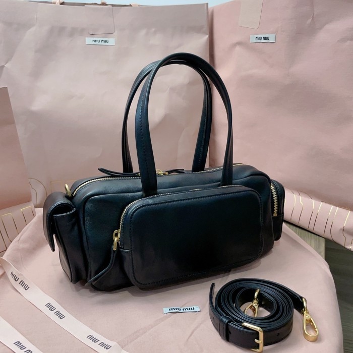 Pocket Nappa Leather Bag“27*12*9CM”-0801=